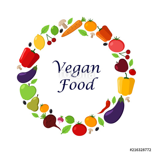 500x500 Fruit And Vegetable Vector Frame On A White Background. Modern