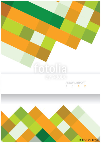 355x500 Modern Vector Annual Report Cover Design With Squares And Frame