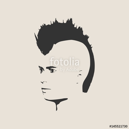 500x500 Man Avatar Half Turn View. Isolated Male Face Silhouette Or Icon