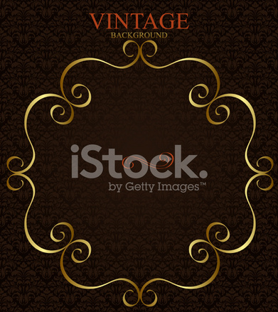 391x439 Fundo Vintage Com Moldura Dourada Stock Vector