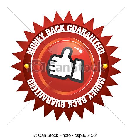450x470 Money Back Guaranteed. The Illustration Of A Gold Seal And Red