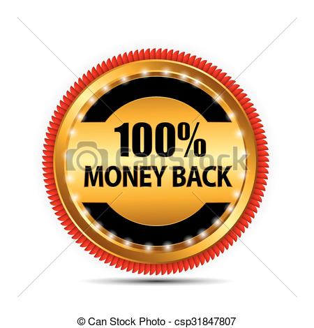 450x470 Vector Money Back Guarantee Gold Sign, Label Eps10 Vector Clipart