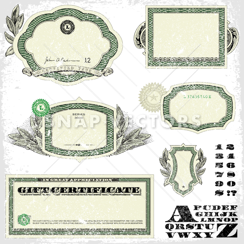 800x800 Vector Clipart Of Distressed Money Frames