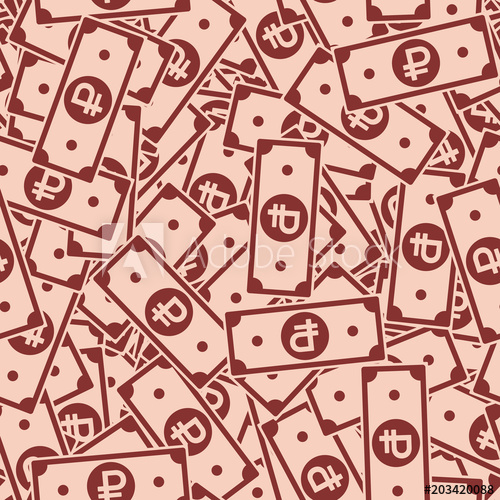 500x500 Russian Ruble Notes Seamless Pattern. Scattered Rub Bills. Russia