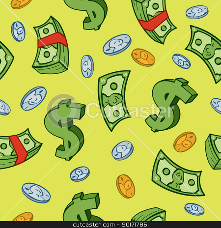 450x464 Seamless Cartoon Money Pattern Stock Vector