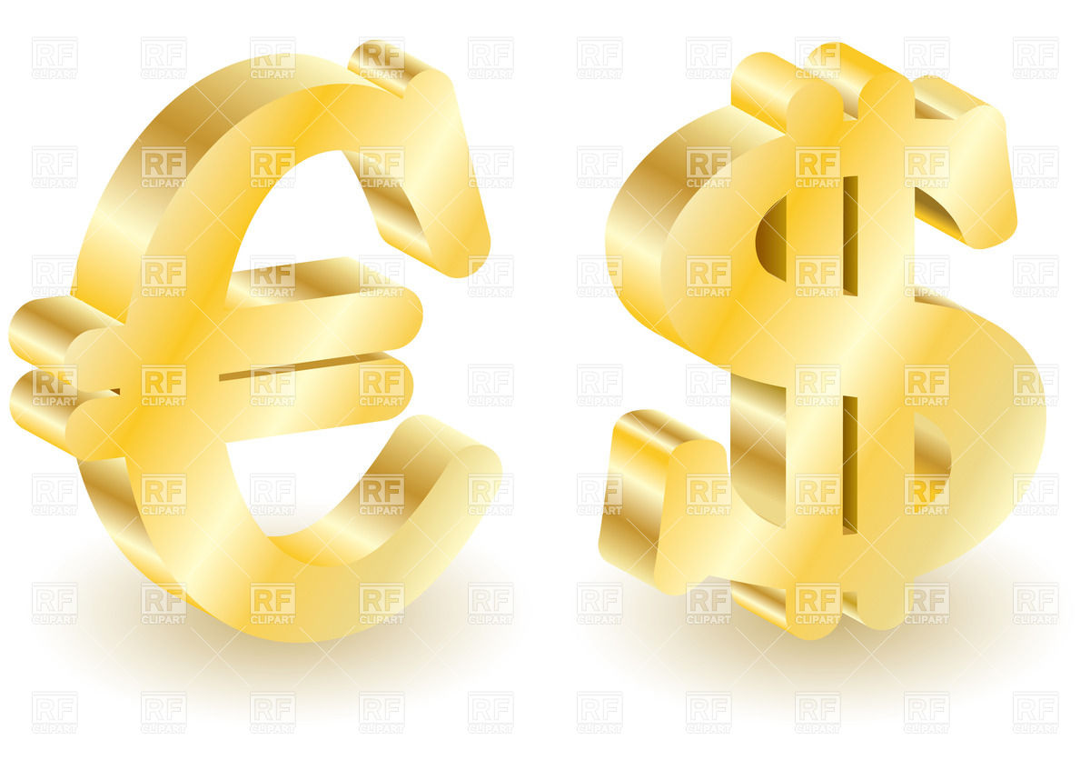 1200x847 Golden Dollar And Euro 3d Symbols Vector Image Vector Artwork Of