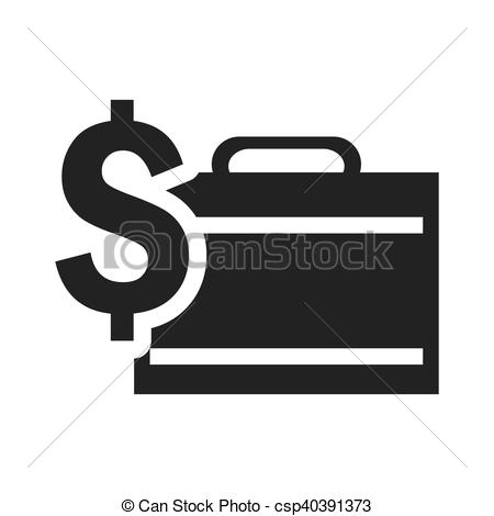 450x470 Money Symbol With Executive Briefcase Icon Silhouette. Vector