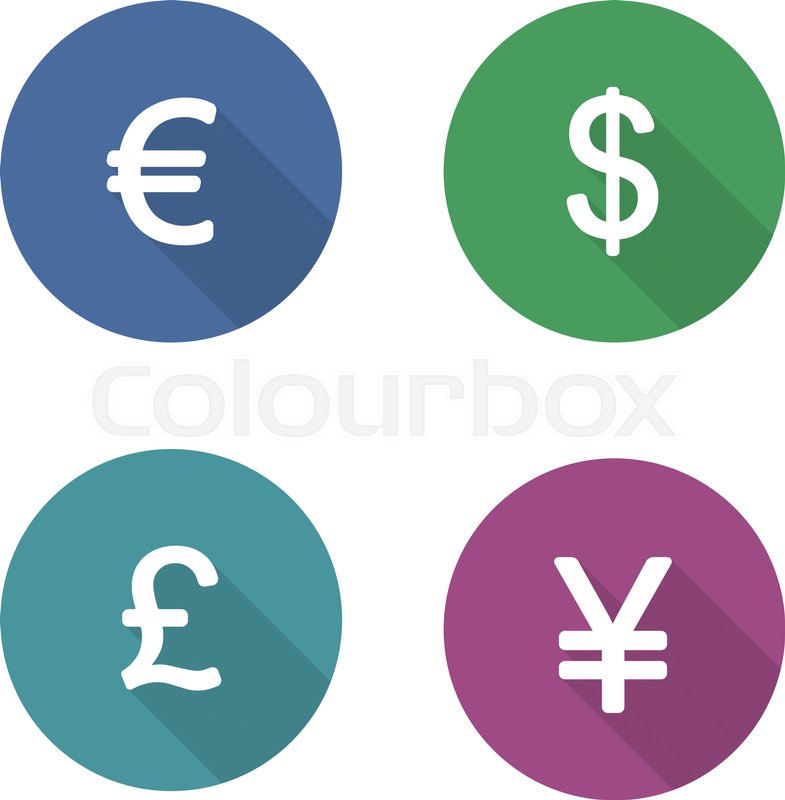 785x800 Money Symbols Flat Design Icons Set. Currency Long Shadow
