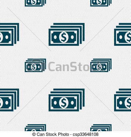 450x470 Money, Dollar Icon Sign. Seamless Pattern With Geometric Texture