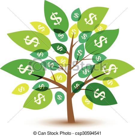 450x451 Icon Money Tree With Leaves In Dollars. Vector Illustration.
