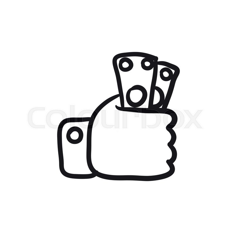 800x800 Hand Holding Money Vector Sketch Icon Isolated On Background. Hand