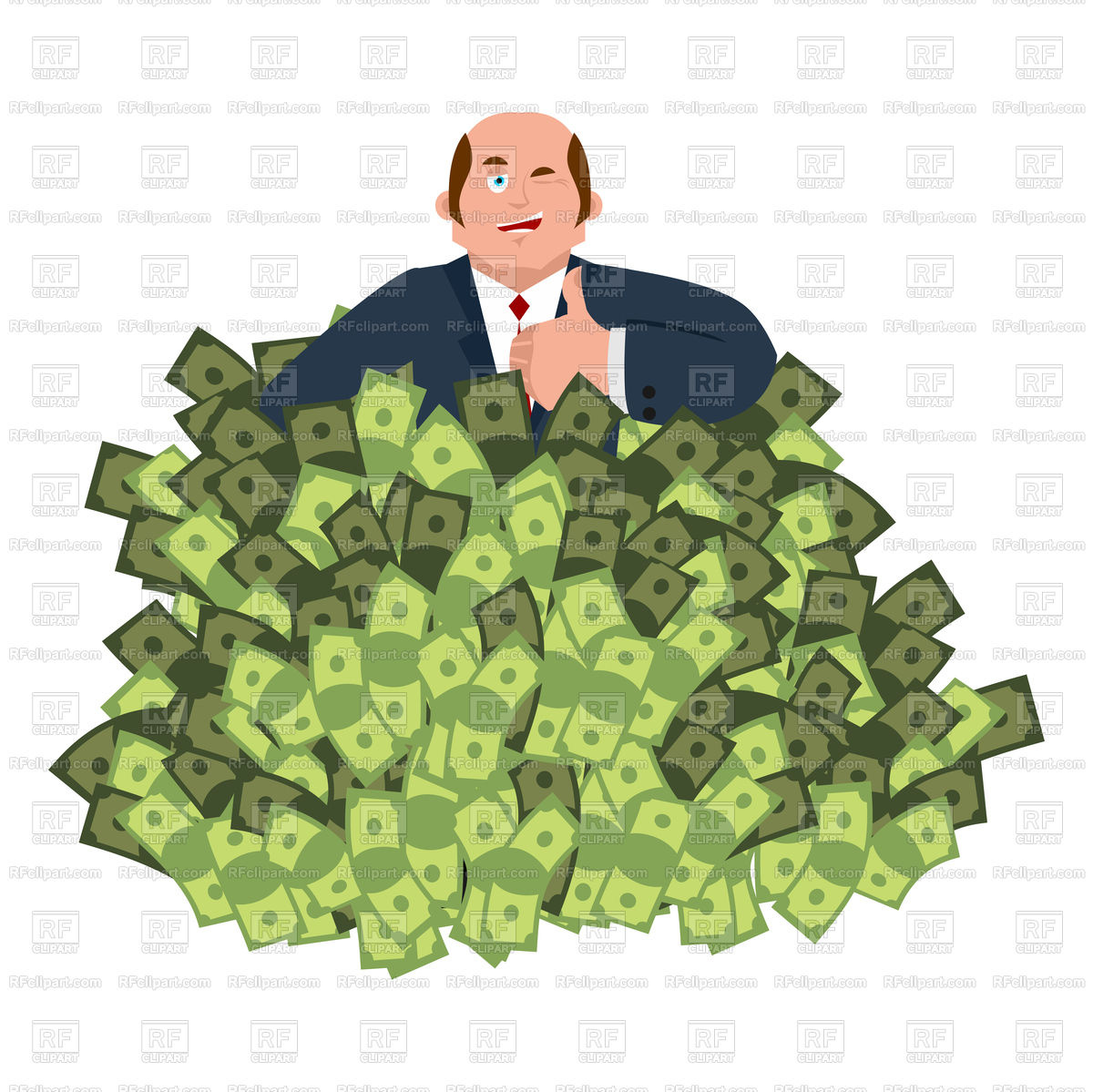1200x1199 Lucky Businessman And Money Vector Image Vector Artwork Of