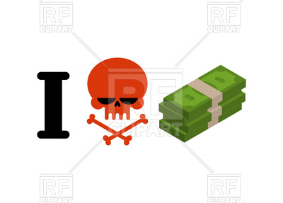 400x287 I Hate Money Concept With Skull And Stack Of Money Vector Image