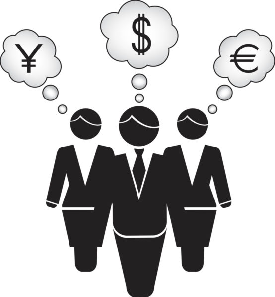 554x600 Business People Thinking About Money Vector