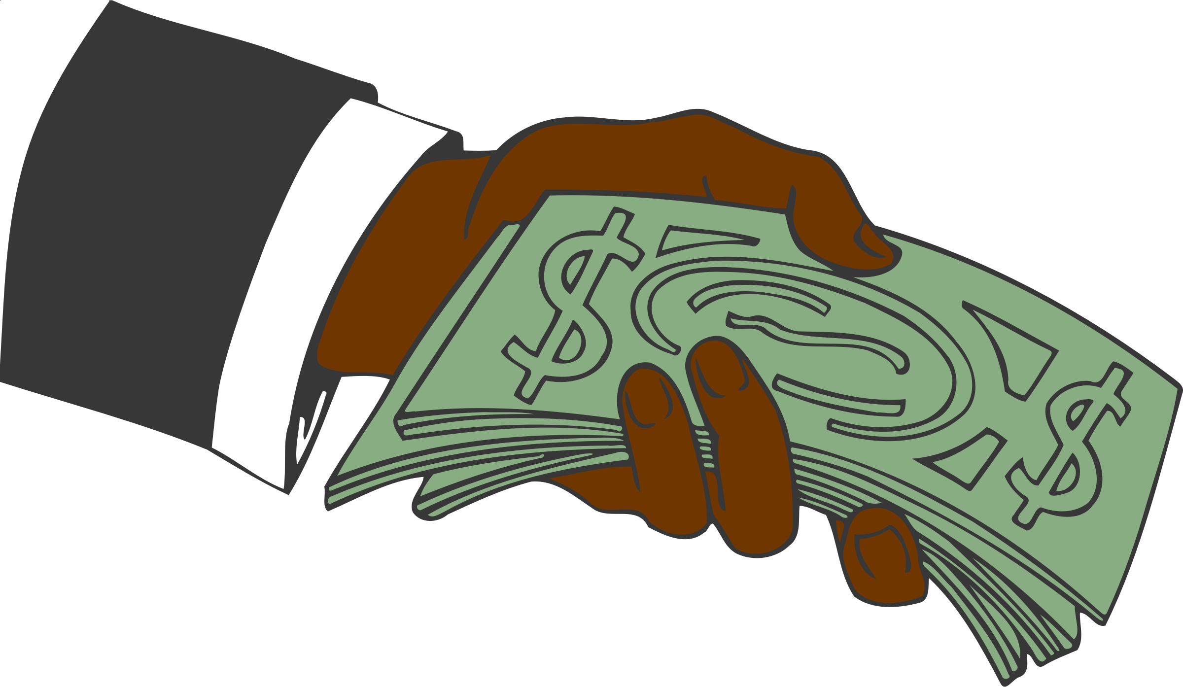 2400x1394 Hand Giving Money Vector Clipart Image