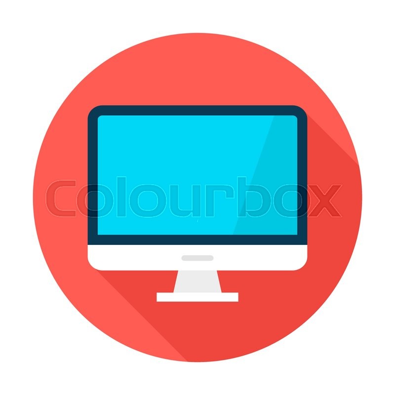 800x800 Computer Display Circle Icon. Vector Illustration Flat Style Round