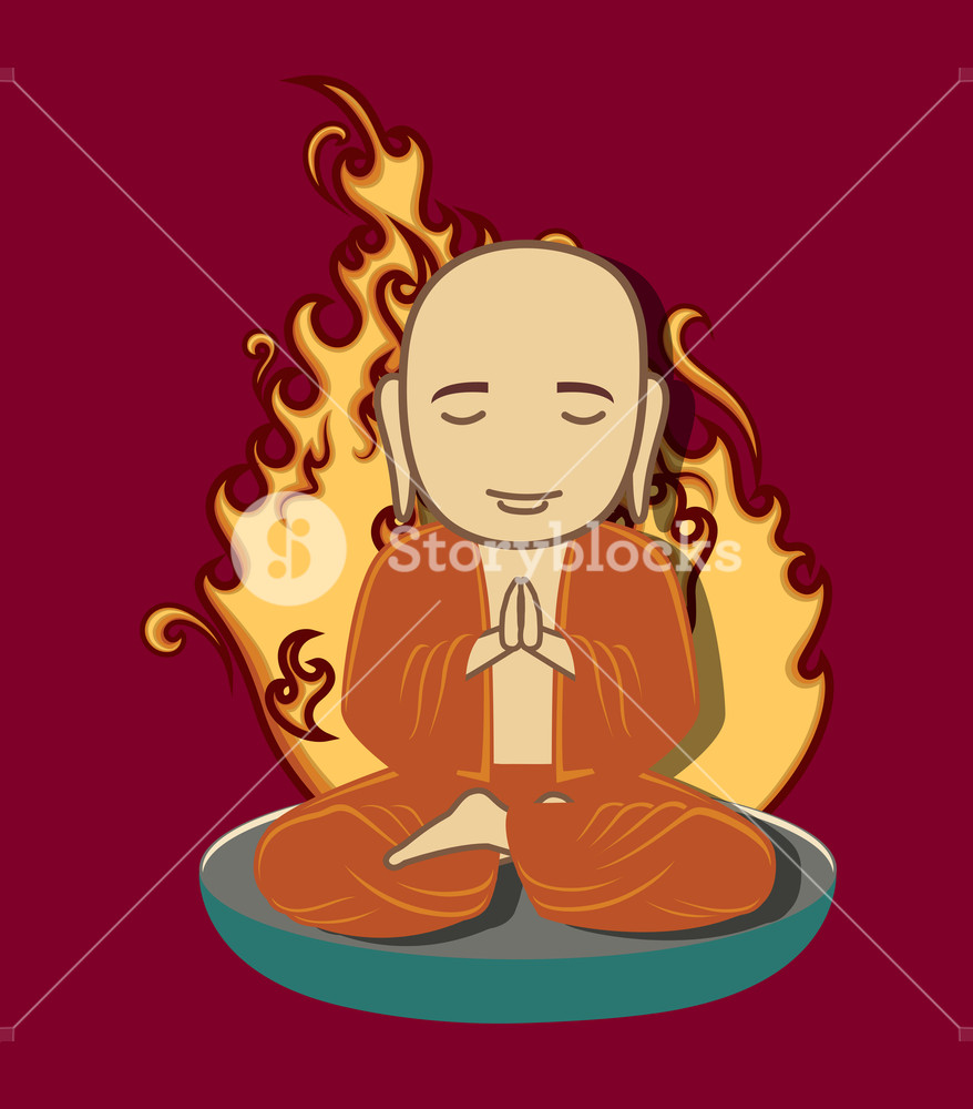 878x1000 Burning Monk Vector Illustration Royalty Free Stock Image