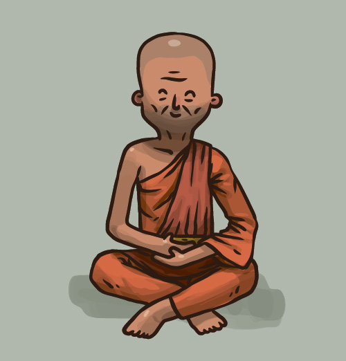 500x522 Hand Drawn Buddhist Monk Vector Material 02 Free Download