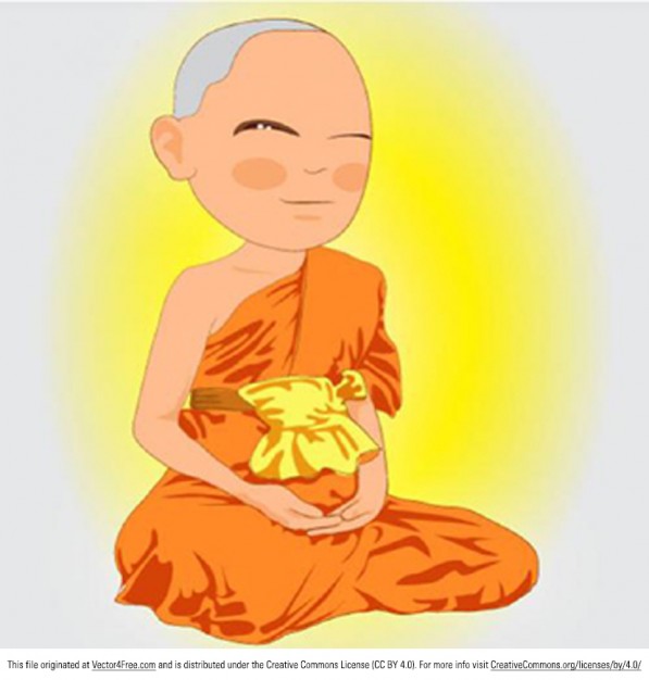 597x626 Buddhism Monk Vector Illustration Vector Free Download