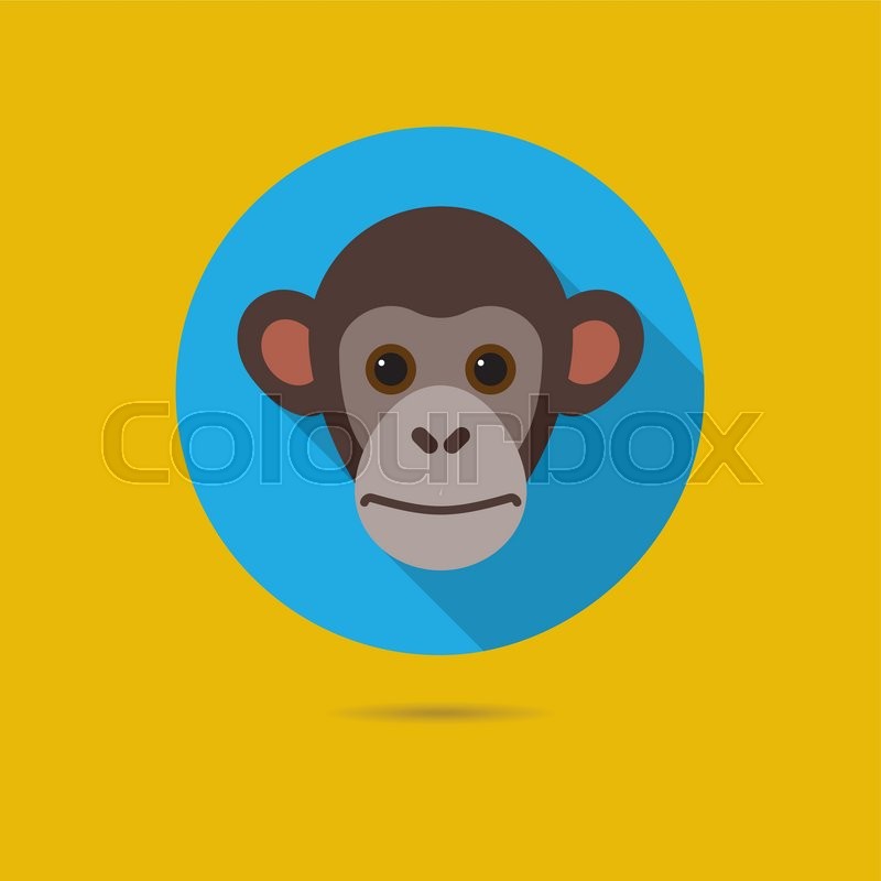 800x800 Flat Design Icon Of Cute Chimp Monkey Face Stock Vector Colourbox