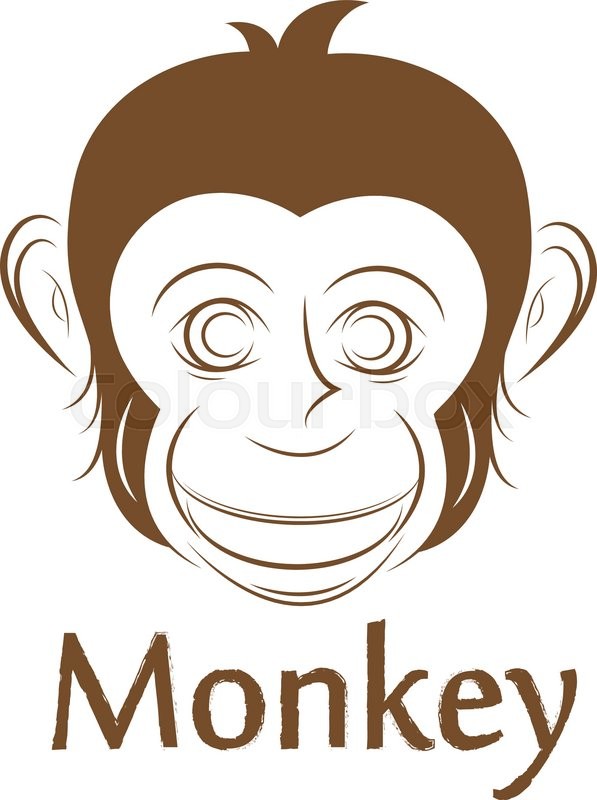 597x800 Monkey Face, Illustration Stock Vector Colourbox