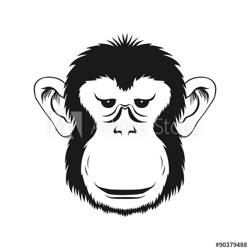500x500 Monkey Face. Vector Illustration.