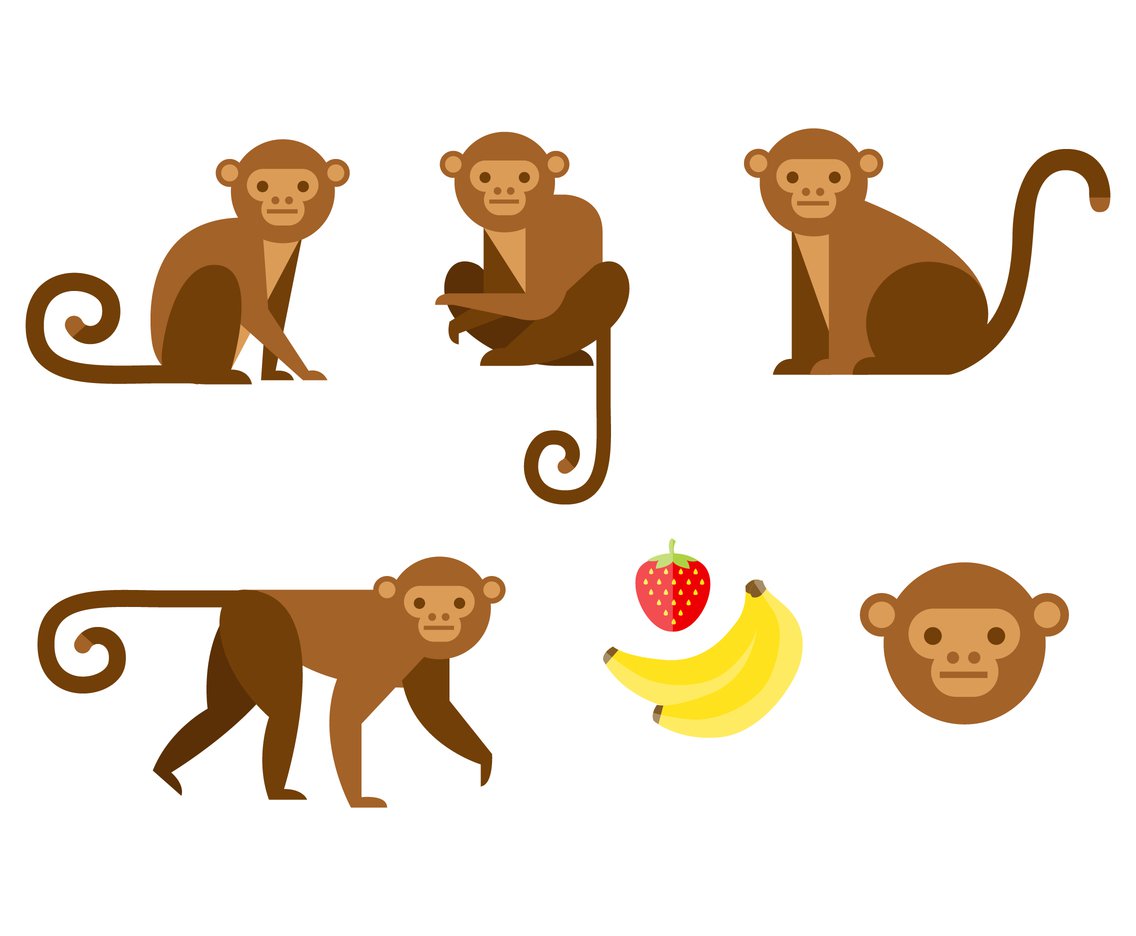 1136x936 Flat Brown Monkey Vector Art Amp Graphics