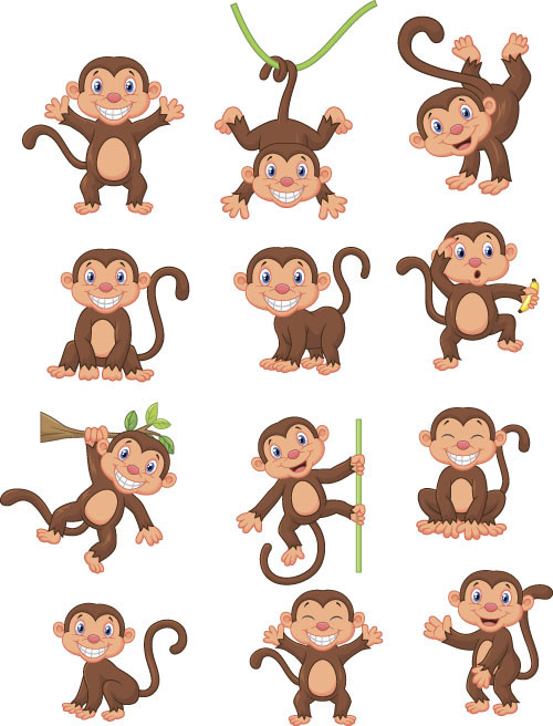 500x656 Funny Monkey Creative Vector Material 01 Free Download