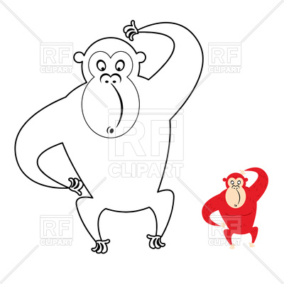 400x400 Page Of Coloring Book With Red Monkey Vector Image Vector