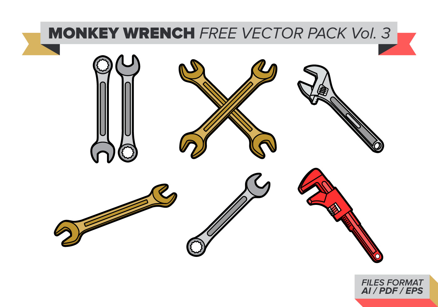 1400x980 Monkey Wrench Free Vector Art