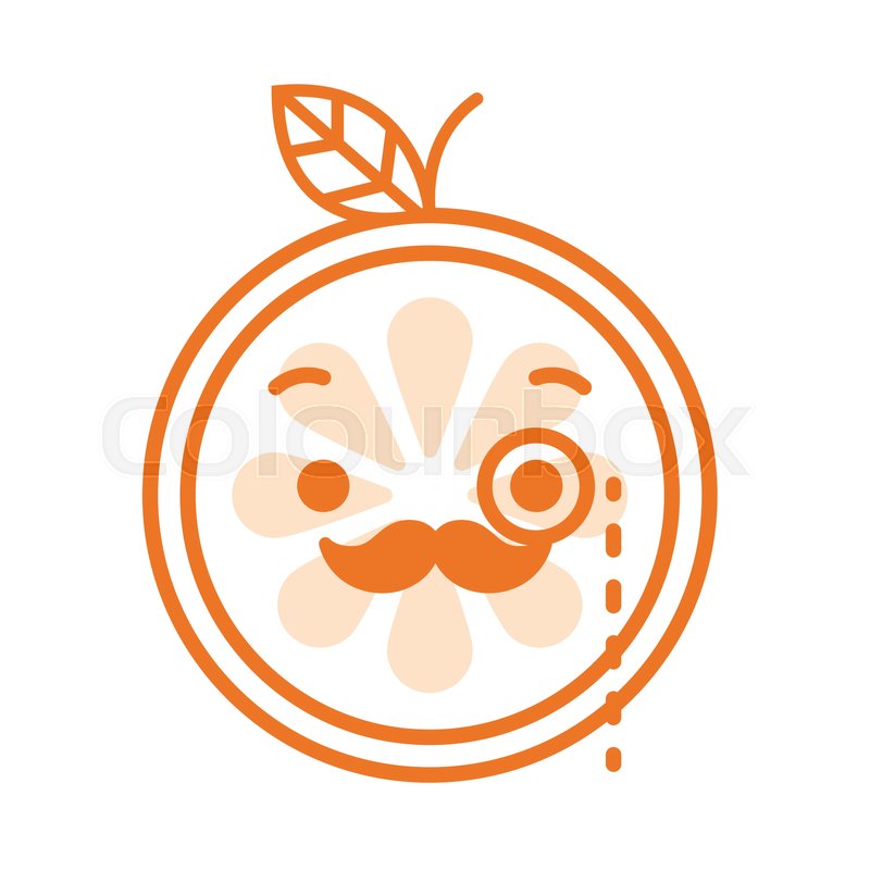 800x800 Gentleman Smile Emoji. Smiley Orange Fruit Emoji With Mustache And