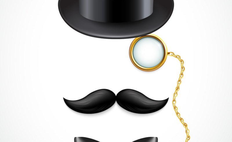 800x491 Vintage Silhouette Of Top Hat Mustaches Monocle Vector Image