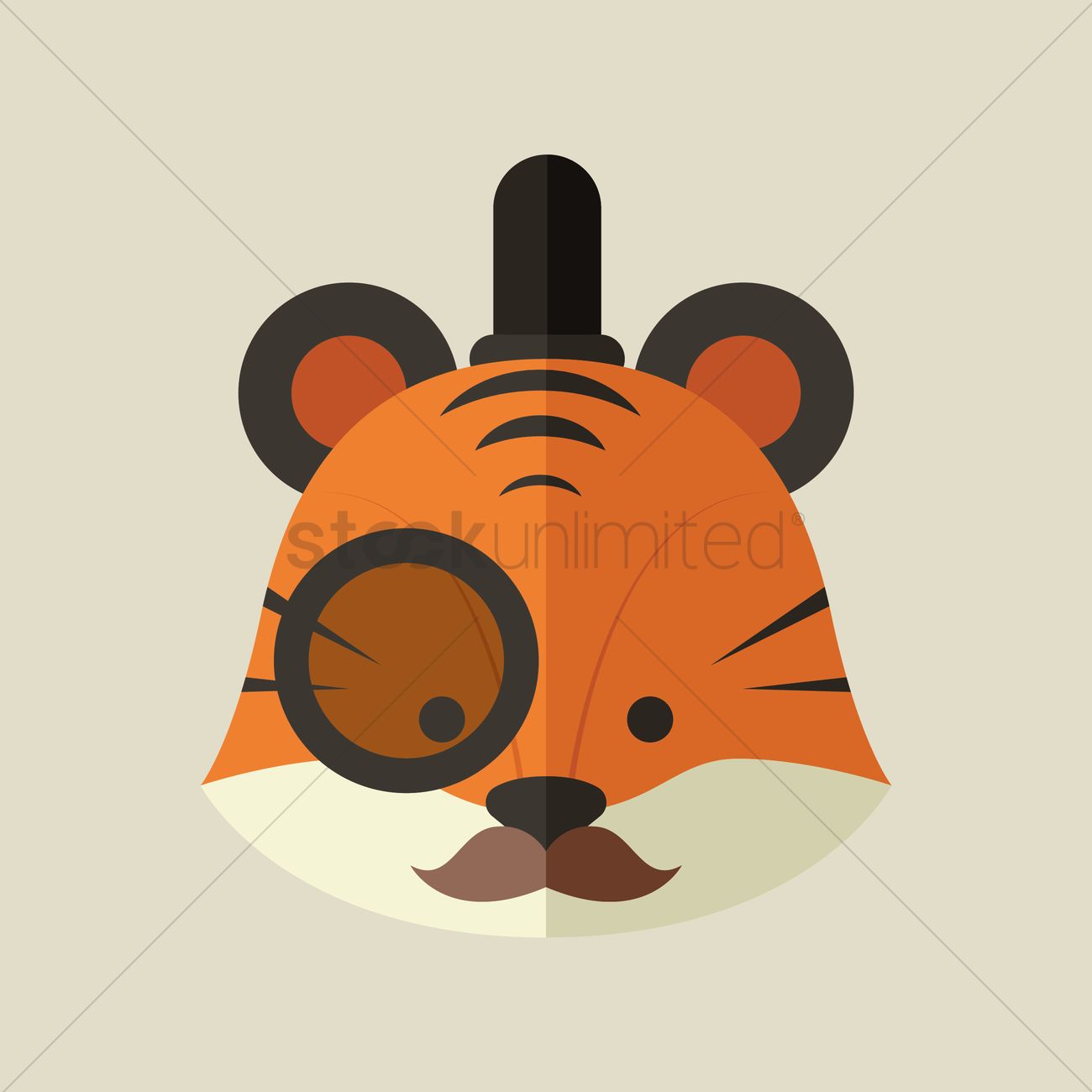 1300x1300 Free Tiger Wearing A Monocle Vector Image