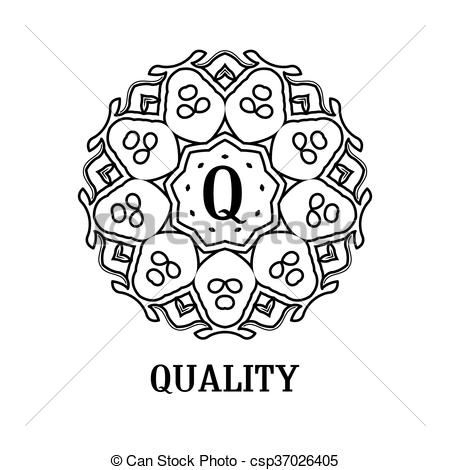 450x470 Monogram Design. Vector Floral Outline Frame Or Border