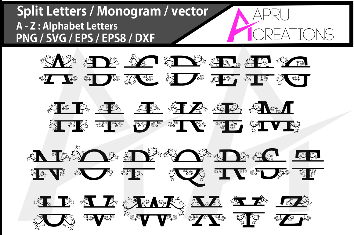 1160x772 Split Letters Svg Monogram Vector Svg