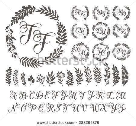450x416 Vector Illustration Of Vintage Monogram Set Design Template With