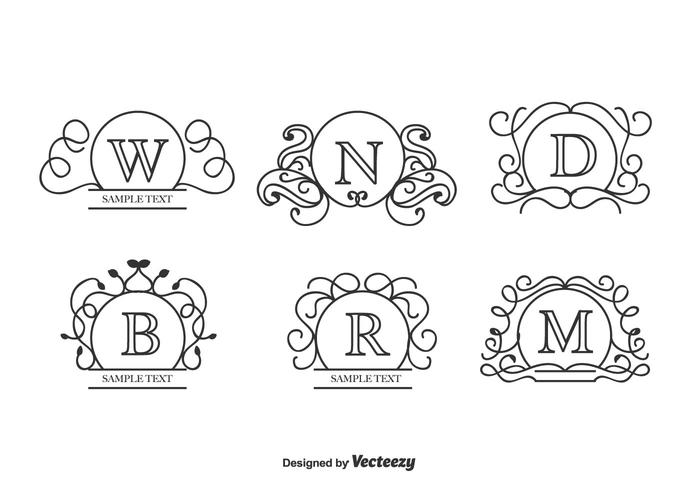 700x490 Curly Monograms Vector Set