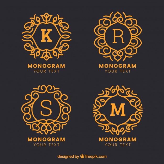 626x626 Pack Of Gold Hand Drawn Monograms Vector Free Download