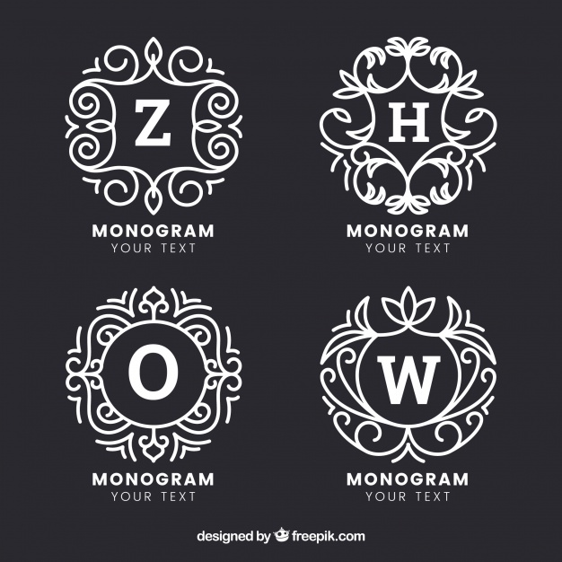 626x626 Set Of Four Hand Drawn Monograms Vector Free Download