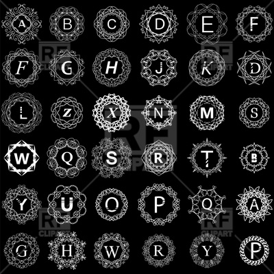 400x400 Simple Monogram Design Emblems On A Black Background Vector Image