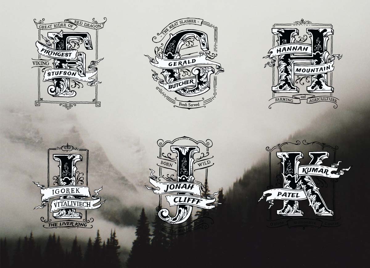 1200x869 Vintage Monogram Name Logo Fk Free Download