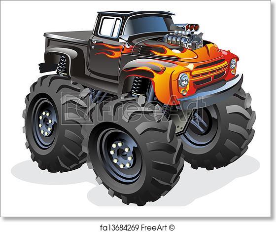 560x470 Free Art Print Of Cartoon Monster Truck. Vector Cartoon Monster