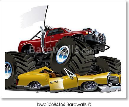 437x364 Art Print Of Vector Cartoon Monster Truck Barewalls Posters