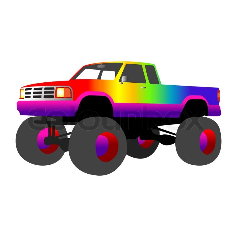 800x800 Rainbow Monster Truck, Vector Illustration Stock Vector Colourbox