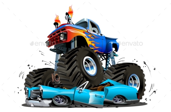 590x387 Vector Cartoon Monster Truck By Mechanik Graphicriver