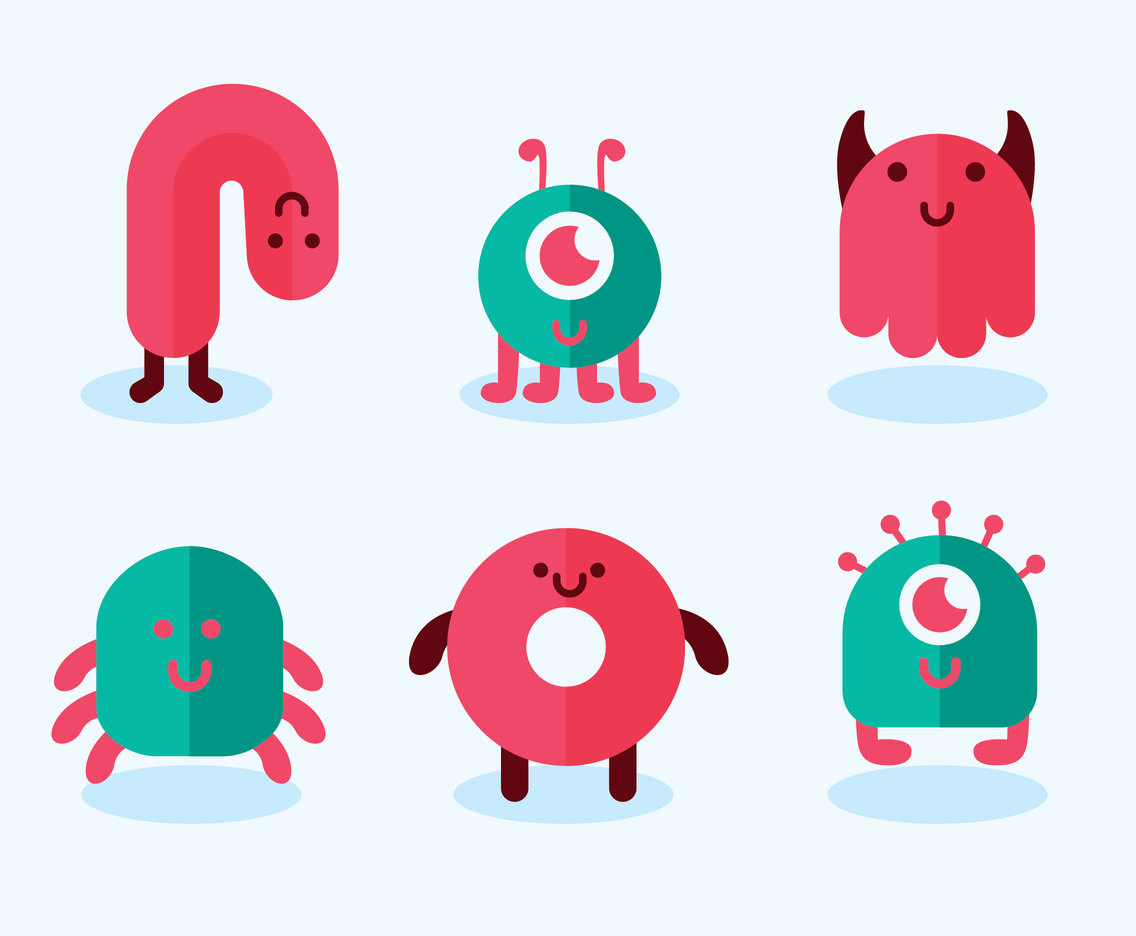 1136x936 Flat Cartoon Monsters Vector Vector Art Amp Graphics