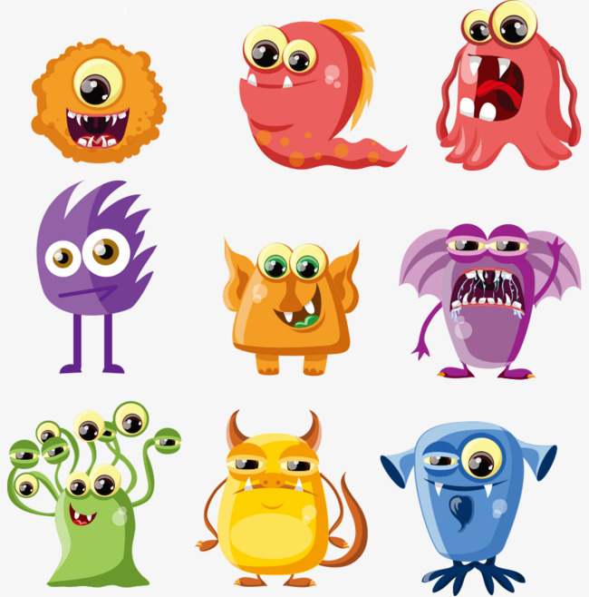 650x658 Small Alien Monsters Vector, Little Monster, Cartoon Monster