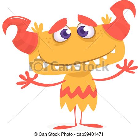450x447 Cute Orange Monster. Vector Cartoon. Happy Orange Monster. Vector