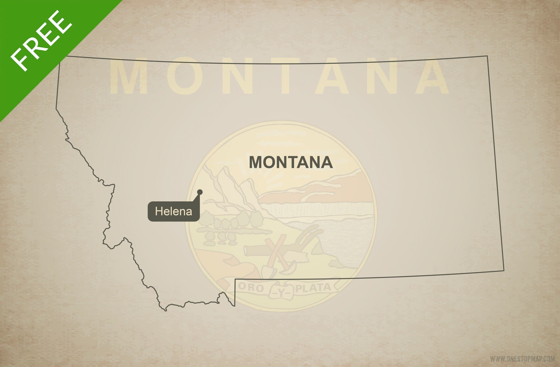 1800x1182 Free Vector Map Of Montana Outline One Stop Map