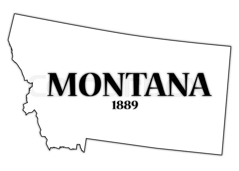 800x573 A Montana State Outline With The Date Of Statehood Isolated On A